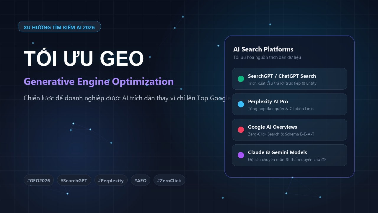 Kỷ Nguyên Generative Engine Optimization (GEO) 2026: Khi Doanh Nghiệp Cần Được AI Trích Dẫn Thay Vì Chỉ Lên Top Google